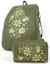 Рюкзак жіночий + косметичка Alba Soboni N23000 оливковий