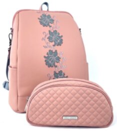 Рюкзак жіночий + косметичка Alba Soboni N23012 рожевий