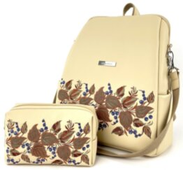 Рюкзак жіночий + косметичка Alba Soboni N24057 бежевий