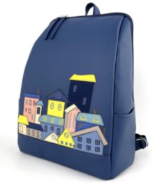 Рюкзак жіночий + косметичка Alba Soboni N23009 синій-жовтий
