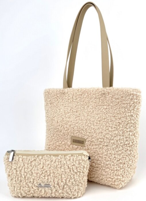 Сумка жіноча шопер + косметичка Alba Soboni N24034 молочна