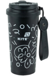 Термокружка з трубочкою Kite K25-1226-1 чорна, 550 мл