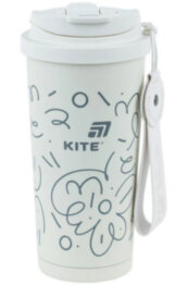 Термокружка з трубочкою Kite K25-1226-3 біла, 550 мл
